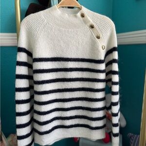 Sézane Striped Button-Detail Sweater